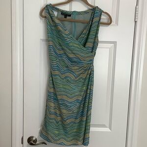 Lafayette 148 New York Blue and Green Swirl Mini Dress